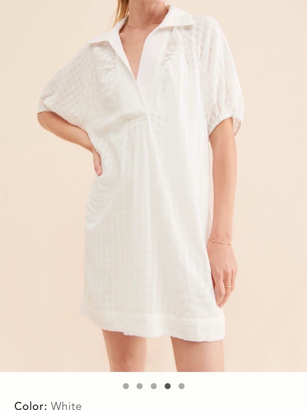 Anthropologie V-neck Tiered sleeve Tunic Dress, small. NWT. White
